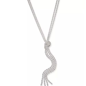 Charter Club Double Rope Knotted Lariat Necklace, Silver - NWOT New Without Tags